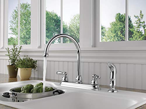 Peerless Claymore 2-Handle Kitchen Sink Faucet with Side Sprayer, Chrome P299575LF - Image 2
