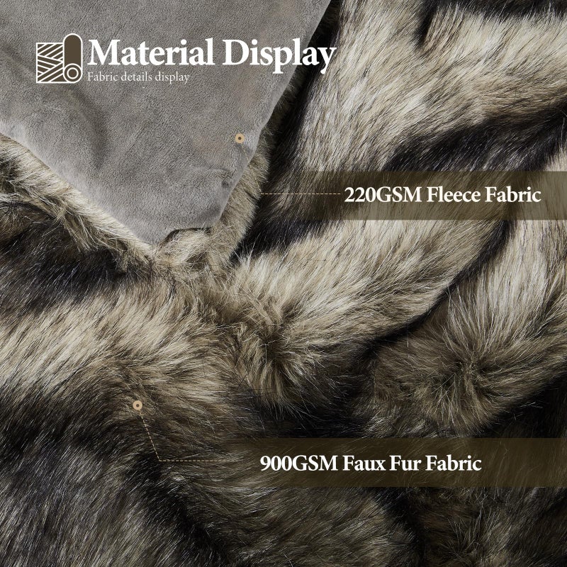 Touchat Luxury 1000GSM Faux Fur Throw Blanket, Super Thick Warm Cozy Heavy Blankets for Couch Bed Sofa, Plush Fuzzy Elegant Soft Reversible Mink Blanket for Living Room Bedroom 50x60, Grey - Image 3