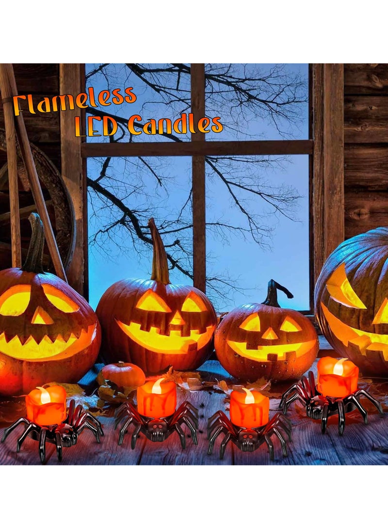 Excefore Tea Lights Candles, Battery Operated Flameless LED Candles, Spider Tealights Spooky Electric Flickering Fake Candles for Party Decorations(Set of 6) - Image 4
