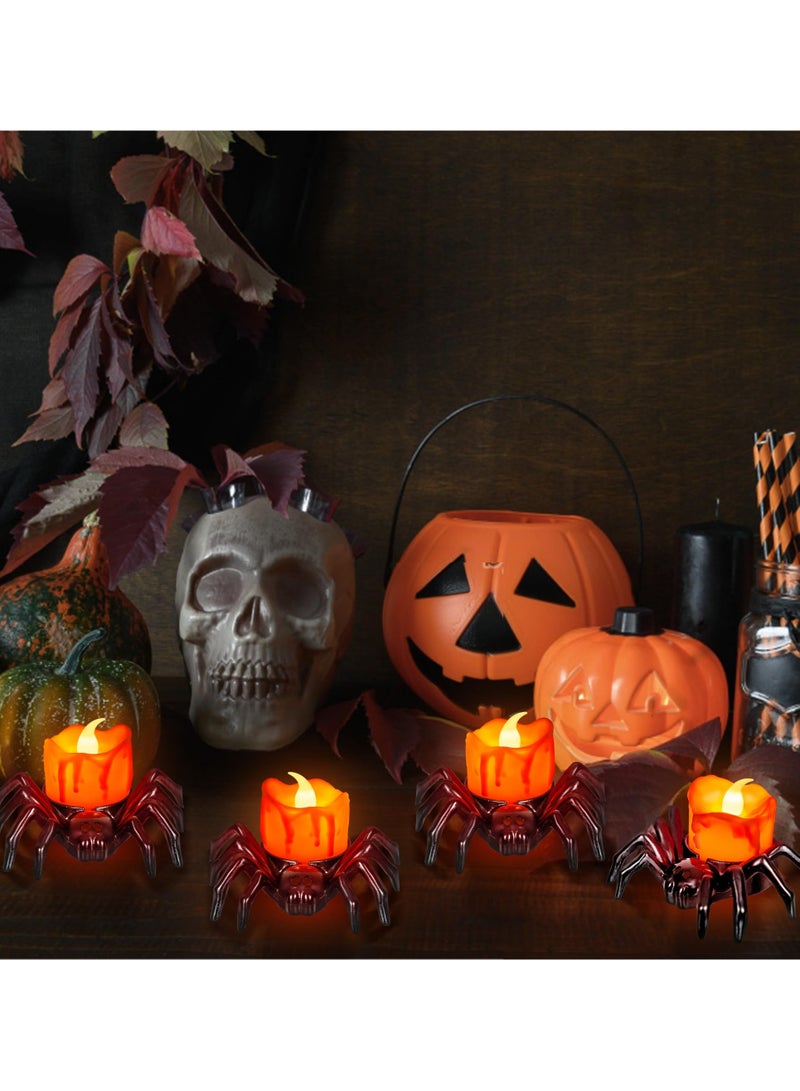Excefore Tea Lights Candles, Battery Operated Flameless LED Candles, Spider Tealights Spooky Electric Flickering Fake Candles for Party Decorations(Set of 6) - Image 3