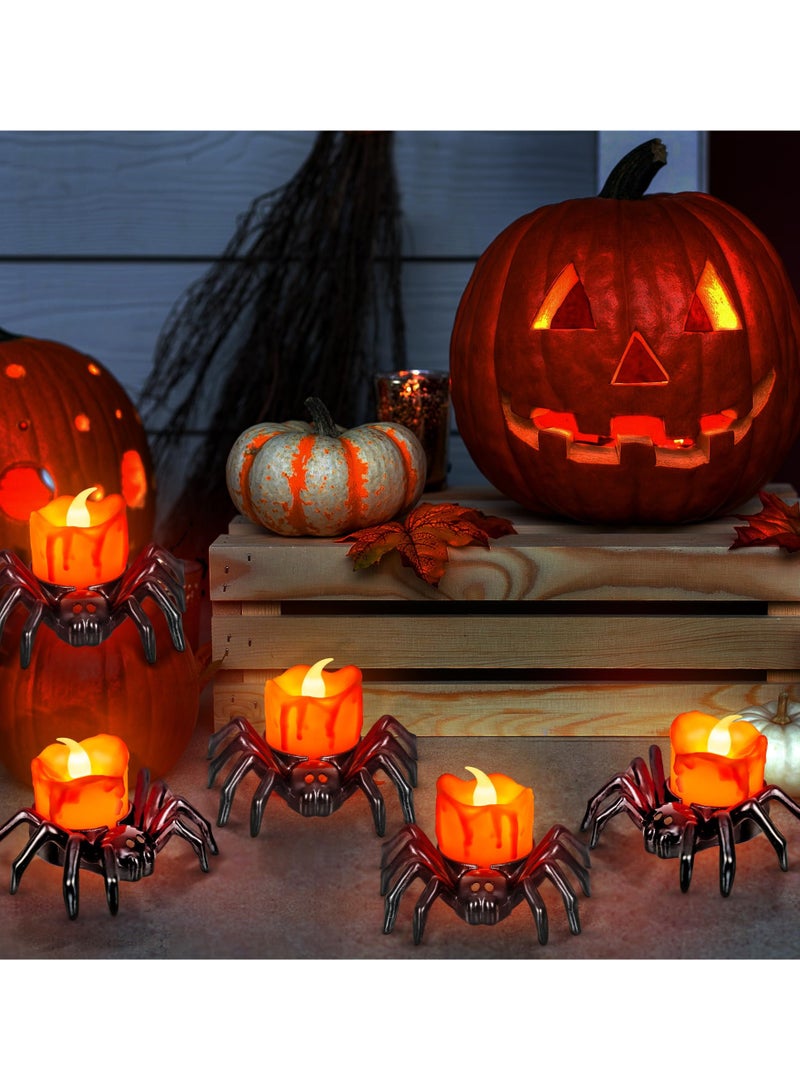 Excefore Tea Lights Candles, Battery Operated Flameless LED Candles, Spider Tealights Spooky Electric Flickering Fake Candles for Party Decorations(Set of 6) - Image 5