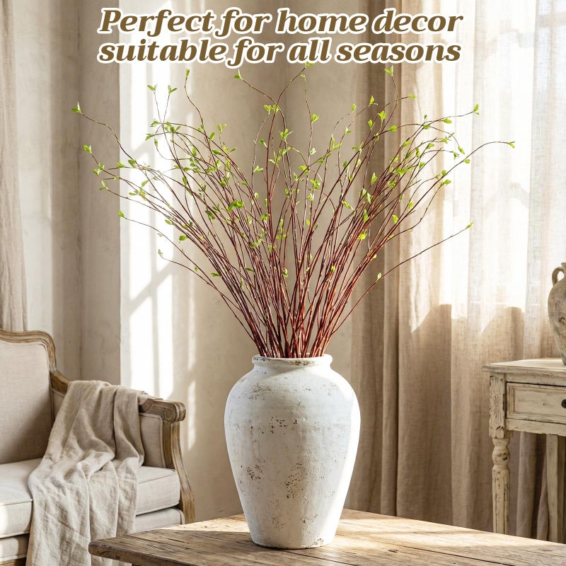 Dingion 10 Pcs Artificial Lifelike Curly Willow Branches Decorative Dried Twigs 51 Inches Faux Tree Branches with Leaves Fake Bendable Stick Vintage Vines Stems for DIY Greenery Vase Home Office Decor - Image 4