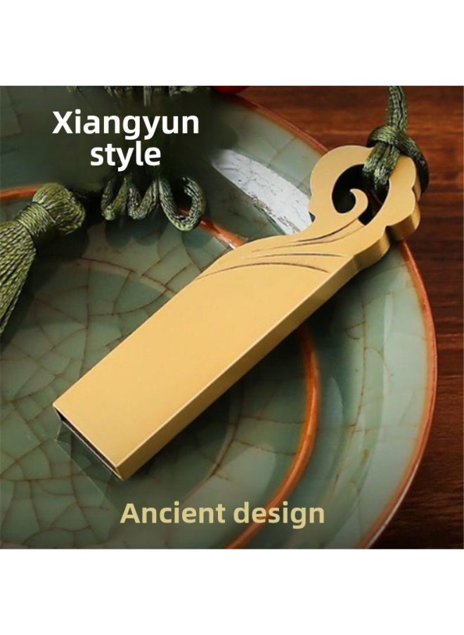 Generic USB Flash Disk 16g Tiger Year Creative Metal USB Flash Disk 3.0 Chinese Style Gift USB Flash Disk 32g Car Music USB Flash Disk 64g-Color:Xiangyun Pavilion-Capacity:USB3.0 64GB  - Image 1