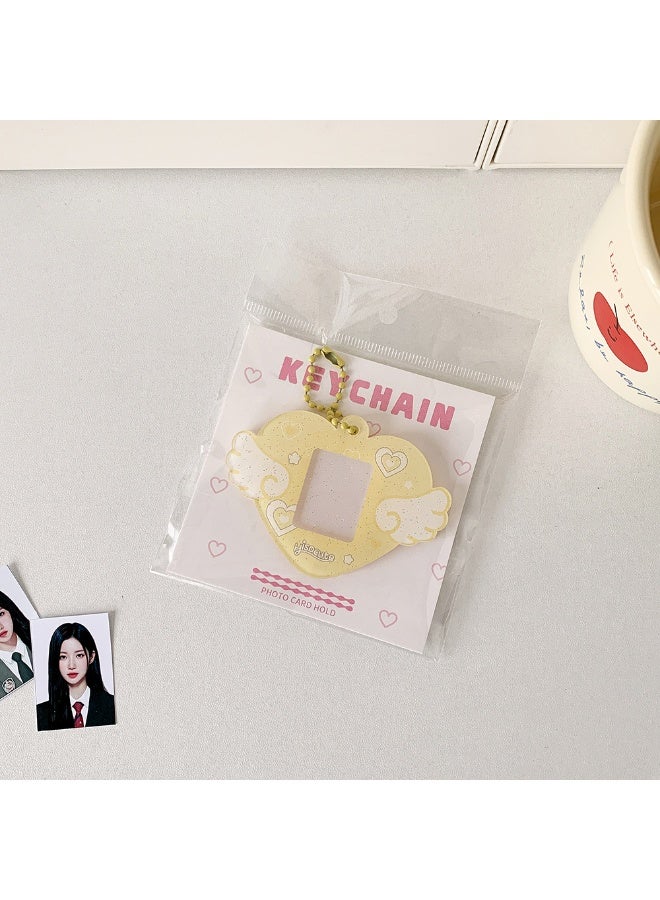 NIBEMINENT 1 - Piece Love Wings Kpop Photo Card Holder Pendant Key Chain ID Badge Holder ID Card Holder Photo Card Protector for School ID Office ID Access Card for Women Girls - Image 1
