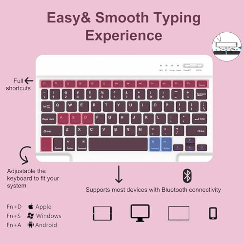 MMK for iPad 11th 10th Generation Case with Keyboard (2022, 10.9"), Wireless Detachable Keyboard, Pencil Holder for iPad 11 inch (A16 2025), 10th Gen (10.9 Inch 2022) Crimson Purple - Image 3