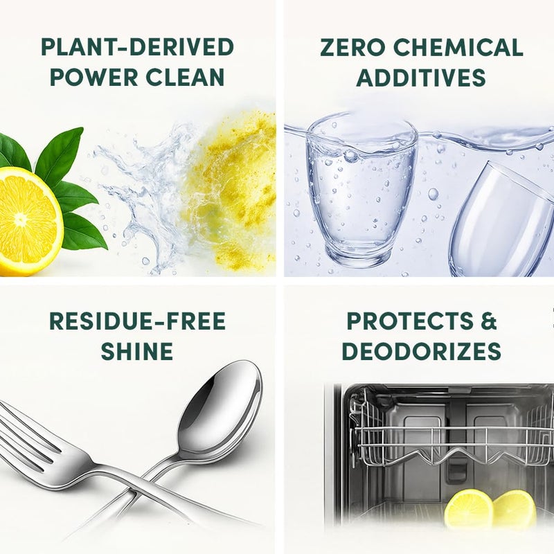 Clean Revolution بودات منظف الصحون الطبيعي بالكامل من كلين ريفولوشن، 60 بود، مدعوم بالإنزيمات، بدون إضافات كيميائية، بدون بقايا - ليمون مشمس - صنع في الولايات المتحدة - Image 3
