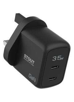 Pawa Stout Gan Travel Charger With Dual PD port 35W-Black  - Image 1