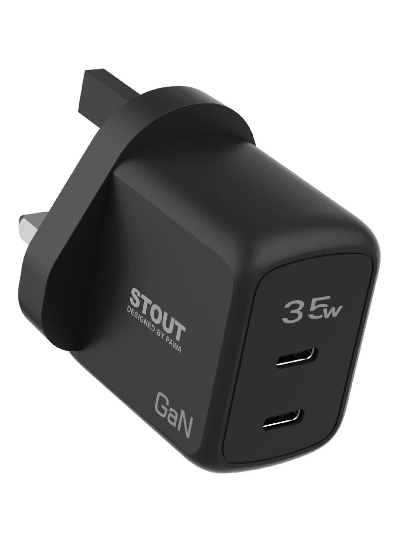 باوا شاحن سفر ستاوت غان مزود بمنفذ PD مزدوج بقوة 35 وات - أسود - Image 1