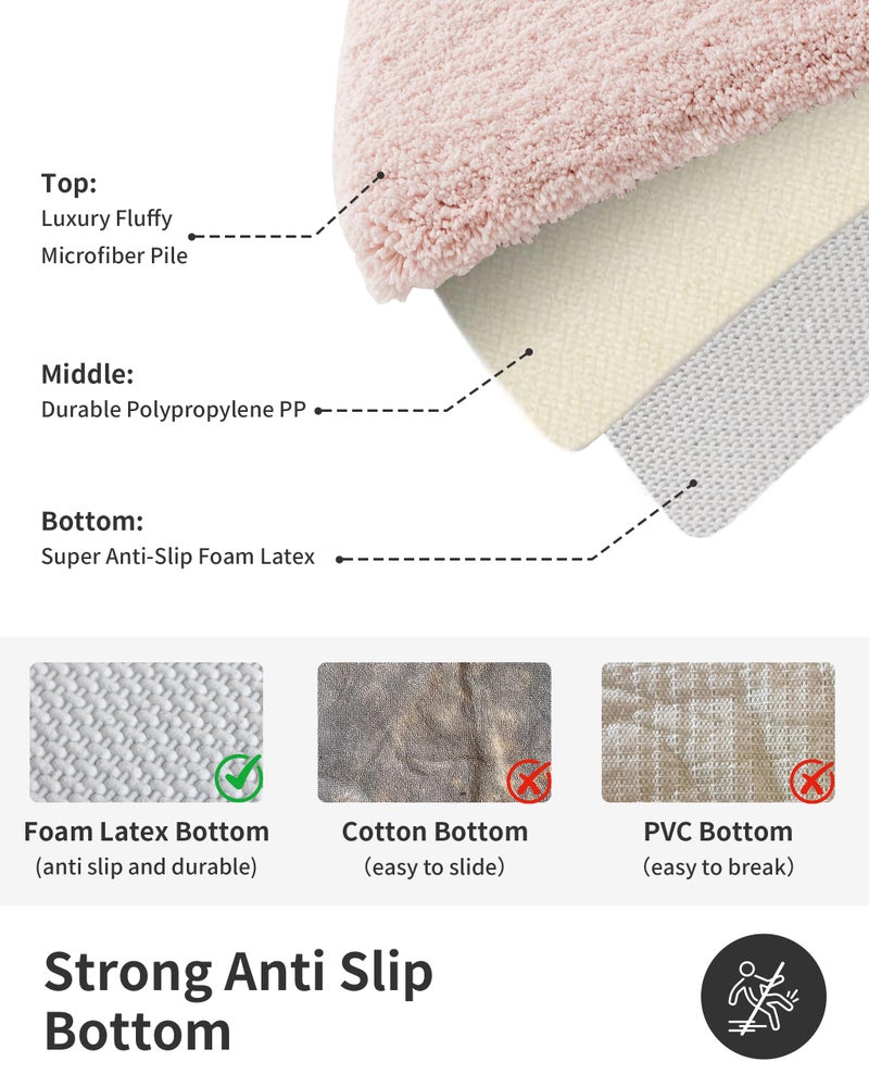 ILANGO Pink Christmas Bathroom Rugs 36" Ã— 24" Non Slip & Super Absorbent Extra Thick Soft, Washable Bath Mat for Floor, Non Shedding Microfiber Shaggy Bath Rug with Rubber for Bathtub Sink - Image 5