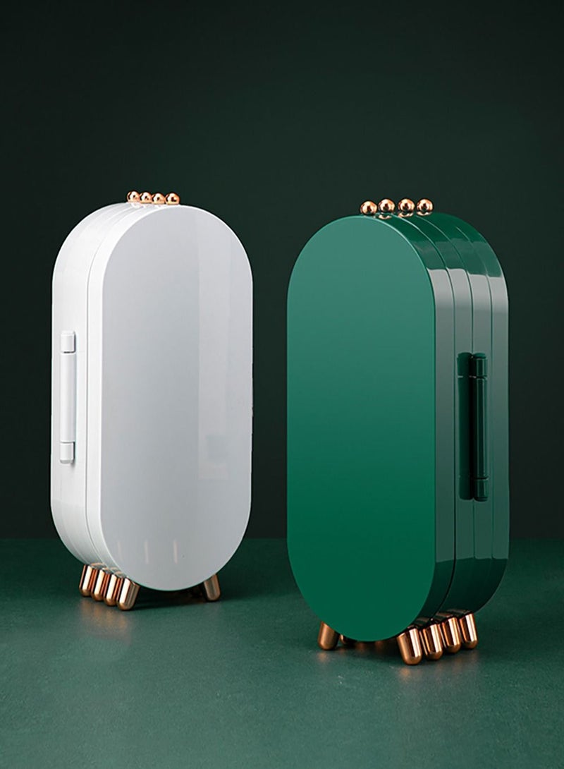 Merry Moments Green 4 Tiers Acrylic Jewelry Display Stand Box with Mirror Organizer Box Fordable, Necklace Holder,153 Holes For Dangle Earrings & 21 Grooves for Necklaces, Jewelry Organizer Green - Image 4