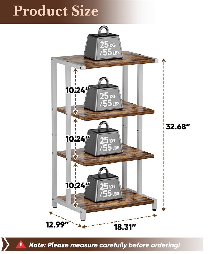Ardier 4-Tier Media Storage Stand, Audio Media Rack for Living Room, Gaming Room, Music Studio, Wooden Game Console Shelf for TV Accessories/Audiovisual Equipment/Optical Disc/PS4, White - Image 2