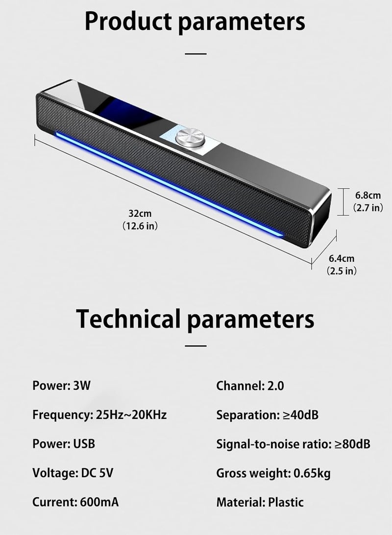 Bluetooth LED TV Sound Bar AUX Wired USB Speaker Home Theater System Surround SoundBar for TV PC Computer Speakers. - Image 4