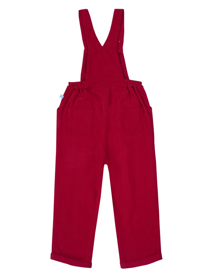 Pranava Unisex Red Corduroy Dungarees for Kids - Image 2