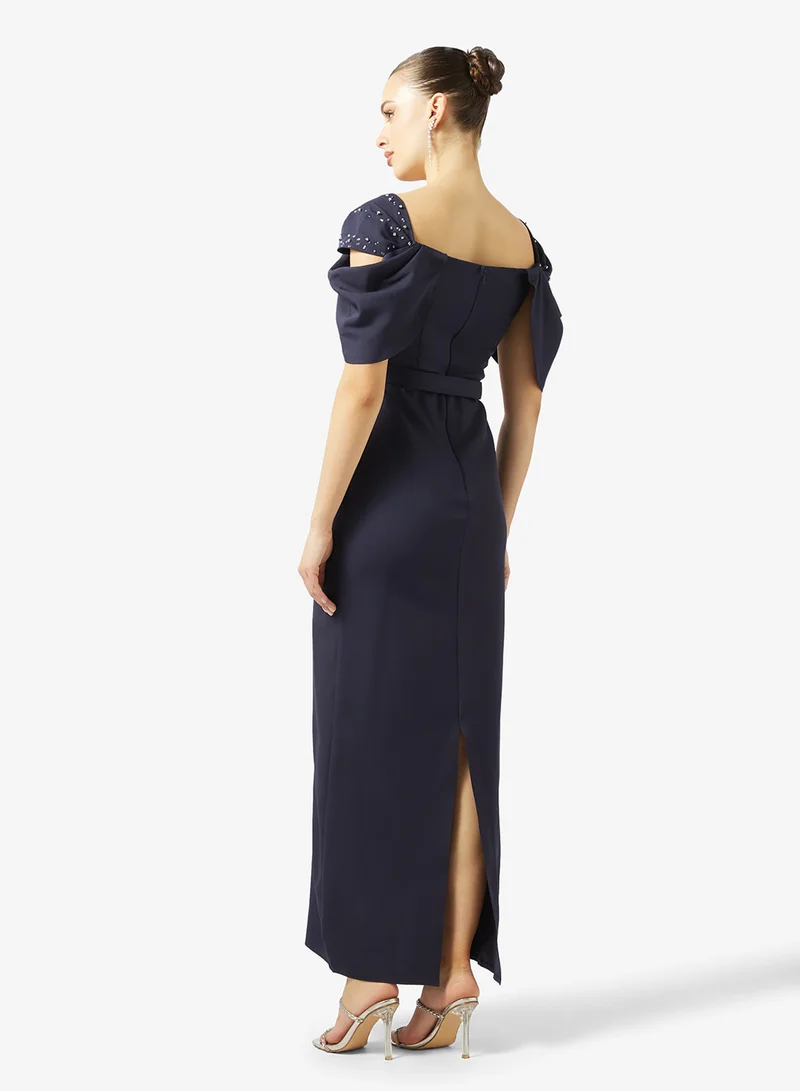 Namshi x  Off Shoulder Pleat Detail Evening Gown for Women | Best Price UAE