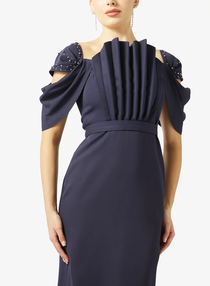 Namshi x  Off Shoulder Pleat Detail Evening Gown for Women | Best Price UAE