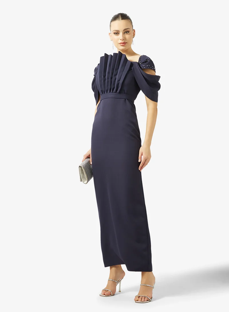 Namshi x  Off Shoulder Pleat Detail Evening Gown for Women | Best Price UAE