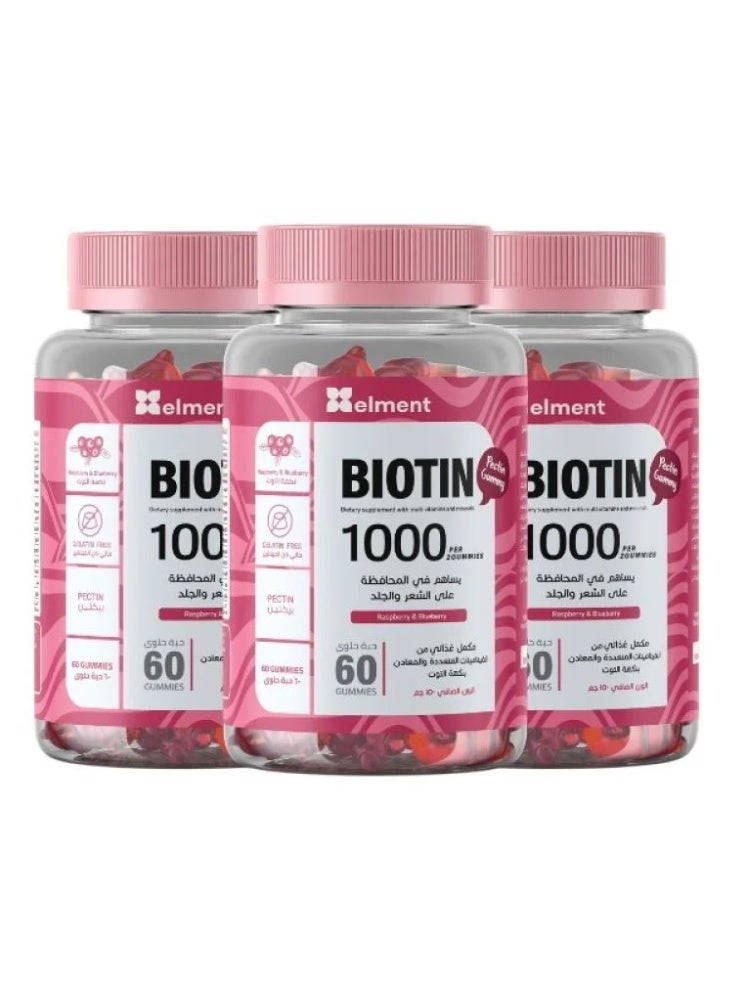 GROW Elment Biotin Grow Gummies Nutritional Supplement for Hair and Skin Care with Berry Flavor 2 + 1 Free - Image 1
