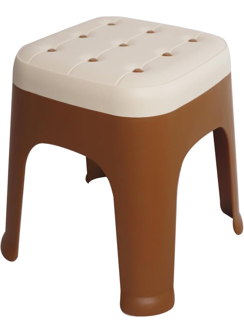 El Watania National Plastic Classic Prime Large Square Chair, 42 cm Height, 30 cm Width, Beige/White Color, 6222011765714