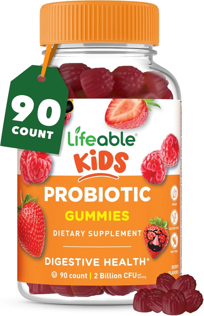 Lifeable Kids Probiotics Gummies  2 Billion CFU  Great Tasting Kids Probiotic Gummies  for Gut Health Digestive Support and Immune Support  90 Probiotic Gummies for Kids and Toddlers  Lifeable - Image 1