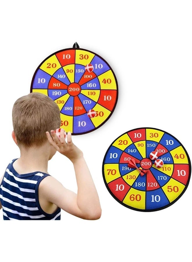 ECVV 28Cm Dart Board Set, Double-Sided Dart Board for Kids with 4Pcs, 2 Sticky Ball and 2 Sticky Dart, Foldable Indoor Outdoor Party Safe Dart Game Toy Sports Gifts for 3-12 Boys Kids Adult - Image 1
