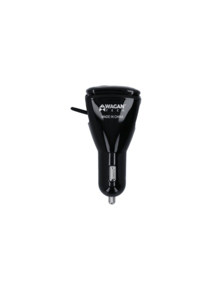WAGAN Tech 2in1 Conveniently Car Charger with Bluetooth Earphone Black - Image 1