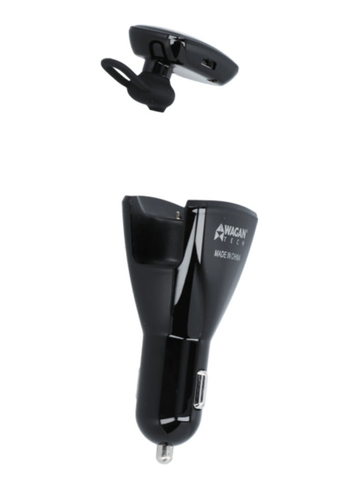 WAGAN Tech 2in1 Conveniently Car Charger with Bluetooth Earphone Black - Image 3