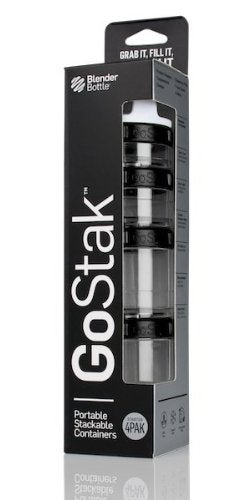 BlenderBottle GoStak Food Storage Containers for Protein Powder, Healthy Snacks, and Portion Control, 4-Piece Starter Pak, Black - Image 2