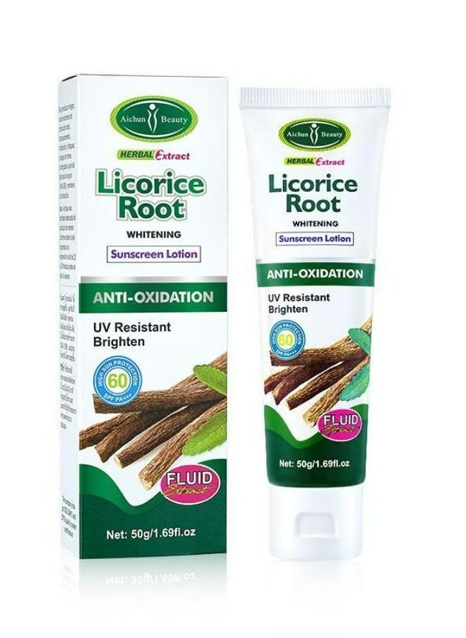 Aichun beauty herbal extract licorice root whitening spf 60 sunscreen lotion cream 