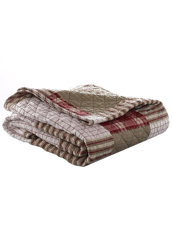 Eddie Bauer Home Camino Island Collection Quilted Throw 100 Percent Cotton Reversible And Lightweight 50 Inch X 60 Inch 