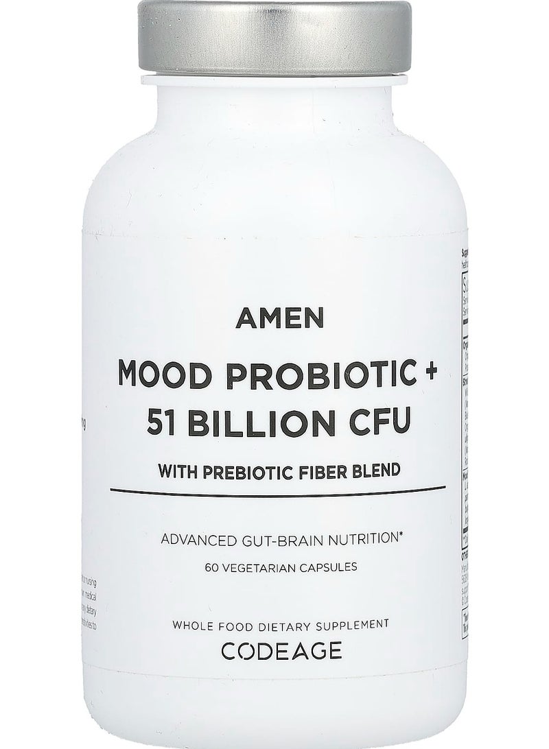 Codeage Mood Probiotic + 51 Billion CFU with Prebiotic Fiber Blend, 60 Vegetarian Capsules