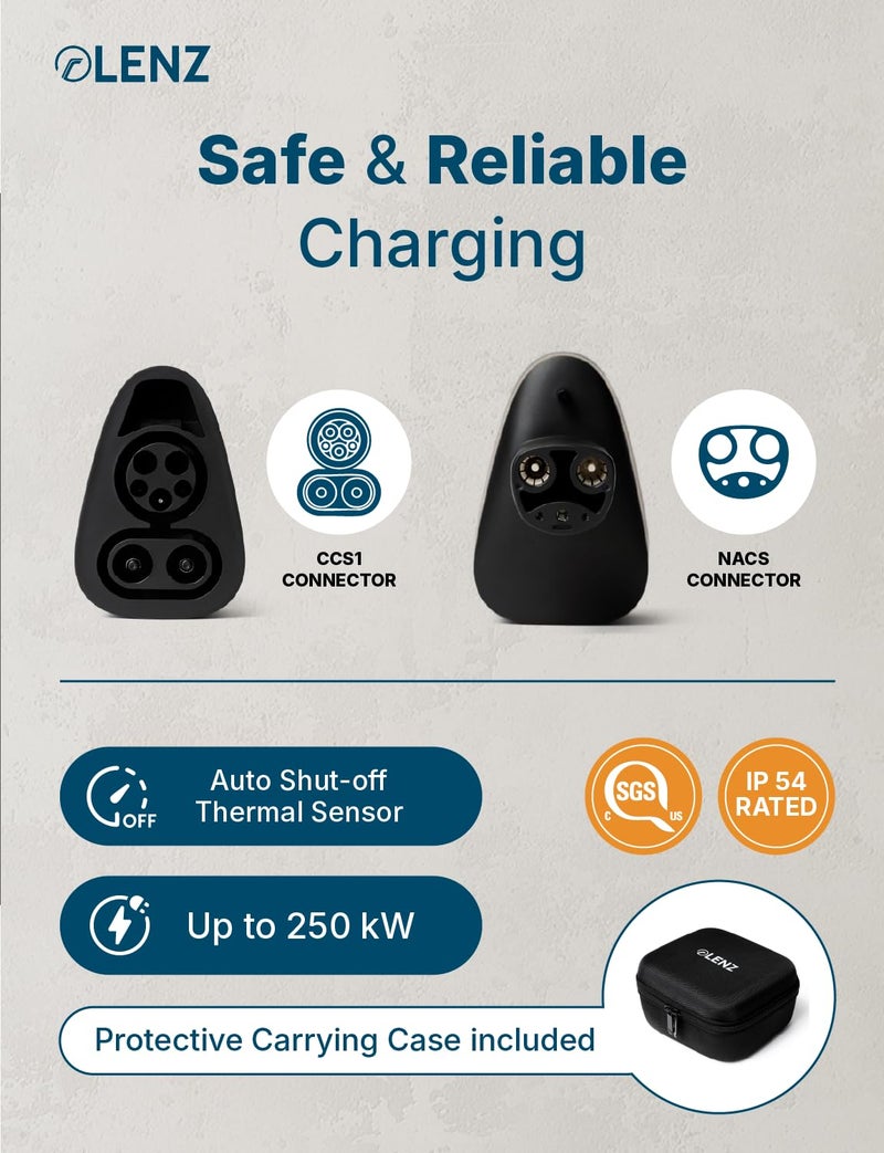 LENZ CCS1 to Tesla EV Adapter – for 2021+ Tesla Models with CCS Enabled ONLY – NOT for Cybertruck or Pre-2021 Teslas, Supports DC Fast Charging up to 250 kW - Image 5
