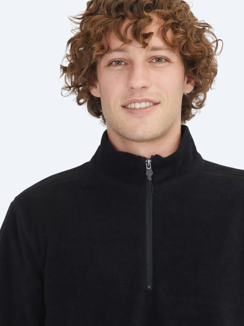 كيب سويت شيرت أسود سادة بياقة عالية - Image 4