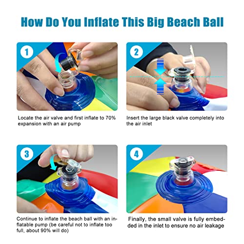 Pijaborg Big Beach Ball 24 Inch Diameter, Inflatable Beach Ball Bulk 1 Pack Durable and Thick Beach Balls for Pool Beach Outdoor Games & Activities - Image 5