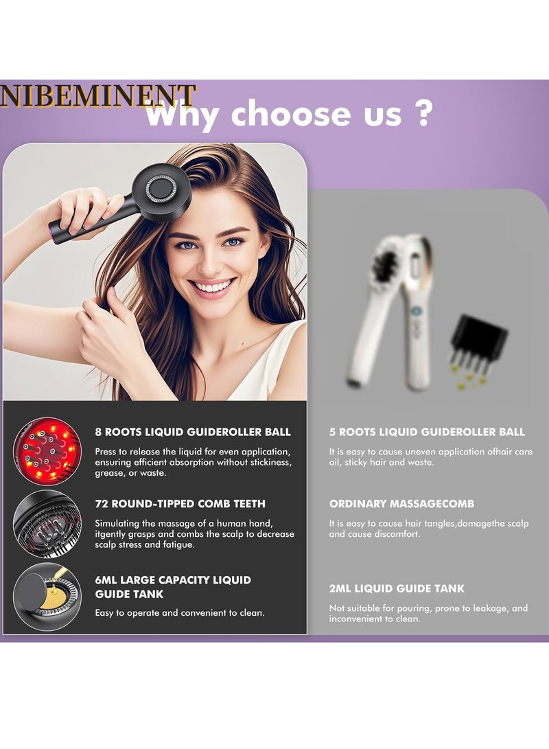 NIBEMINENT Scalp Massager Brush with Oil Applicator - Cordless Electric Hair Scalp Messenger, Shiatsu Head Massage, IPX7 Waterproof, Portable Deep Head Massager Comb For Hair Growth & Head Relaxation  - Image 2