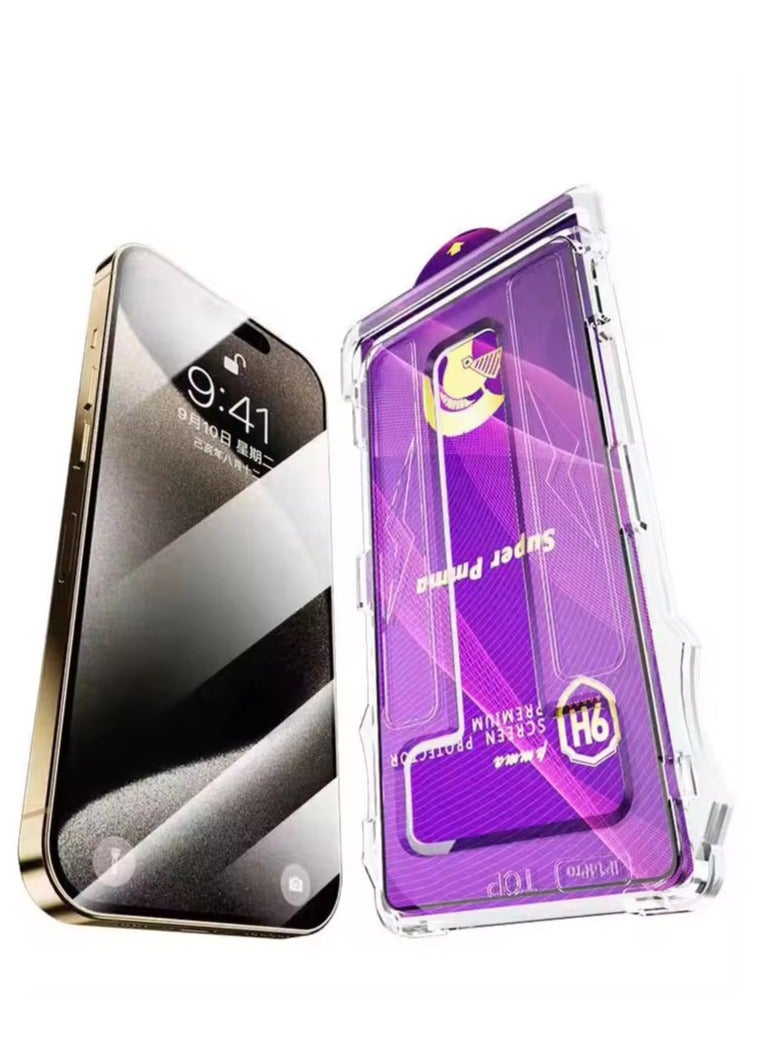 Best Choice Screen Protector for iPhone 15 Pro Max Solid Plastic Privacy Easy install with anti-peep view protection Dual protection against scratches and prying eyes. Made of clear solid PMMA, it includes an alignment tool for bubble-free, dust-free installation. Designed to maintain your privacy without sacrificing usability. - Image 1