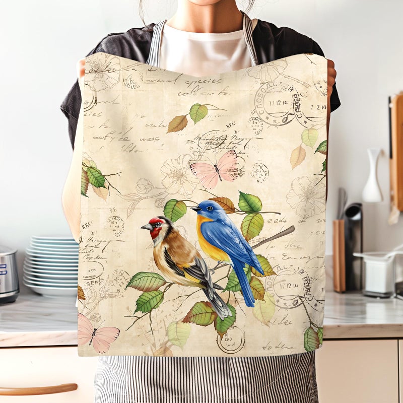 Arquiel Retro Birds Tea Towels, Vintage Rustic Cotton Kitchen Towel 18.9Ã—27.5 inch, Quick Drying Dish Cloth for Party Anniversary Holiday Decoration Housewarming Gifts - Image 5
