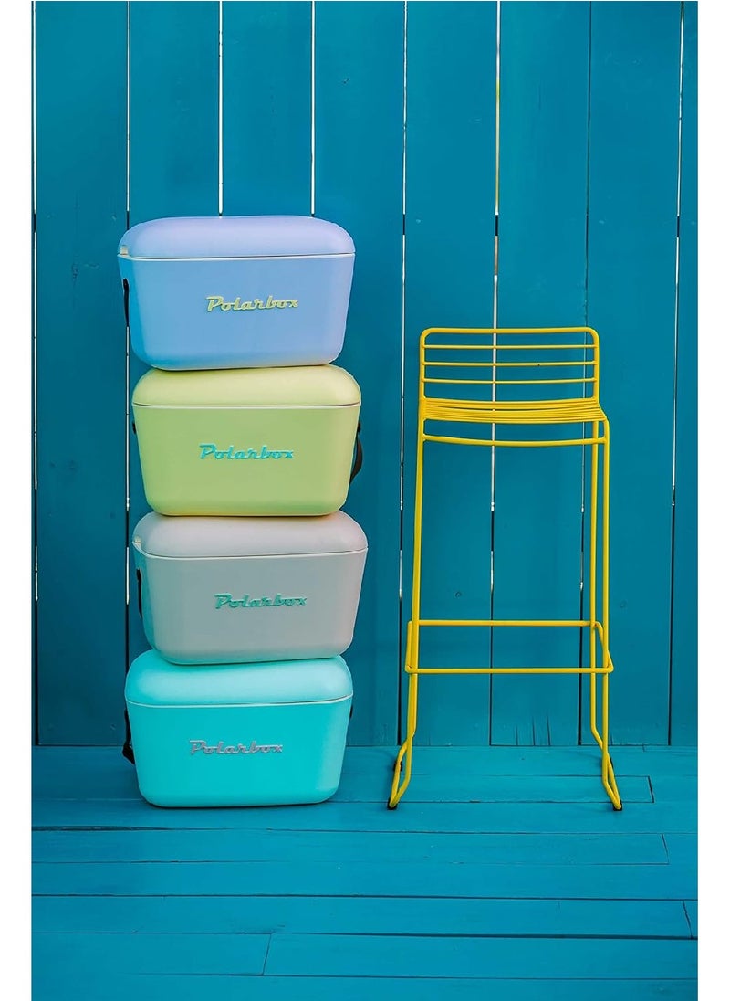 Polarbox - Classic Cooler Box with Leather Strap, Cyan & Baby Rose Rigid Thermal Insulated Ice for Beach, Picnic Party Convertible Lid Polypropylene Insulation Cyan/Baby 20L PB-9210 - Image 1
