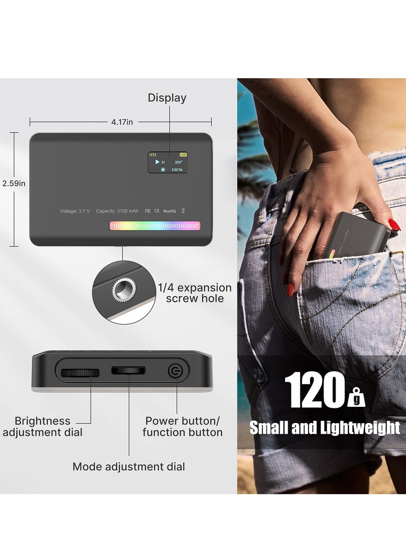 Generic - RGB Video Light, Portable LED Camera Light Panel 0-360 Full Color, CRI 95+ 2500-9000K LED Video Light, LED DSLR Lighting for Vlogging, Photography, Video Conference - Image 1
