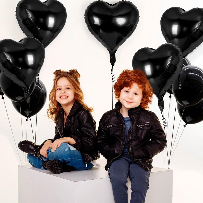 YOTHORN 50 Pcs Black Heart Balloons,10 Inch Heart Shape Foil Balloons Love Balloon Valentine Balloon for Birthday Party Wedding Engagement Party Baby Shower Valentine Day Decorations (Black) - Image 3