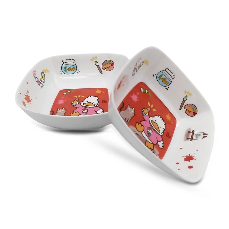 Superware Melamine Kids Snack Plate and Bowl Set of 2 Cute Duck Design Durable Dinnerware for Toddlers Children Feeding BPA Free Non Toxic Home Kitchen Dining - Image 1