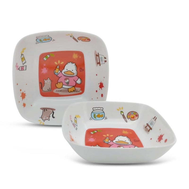 Superware Melamine Kids Snack Plate and Bowl Set of 2 Cute Duck Design Durable Dinnerware for Toddlers Children Feeding BPA Free Non Toxic Home Kitchen Dining - Image 2