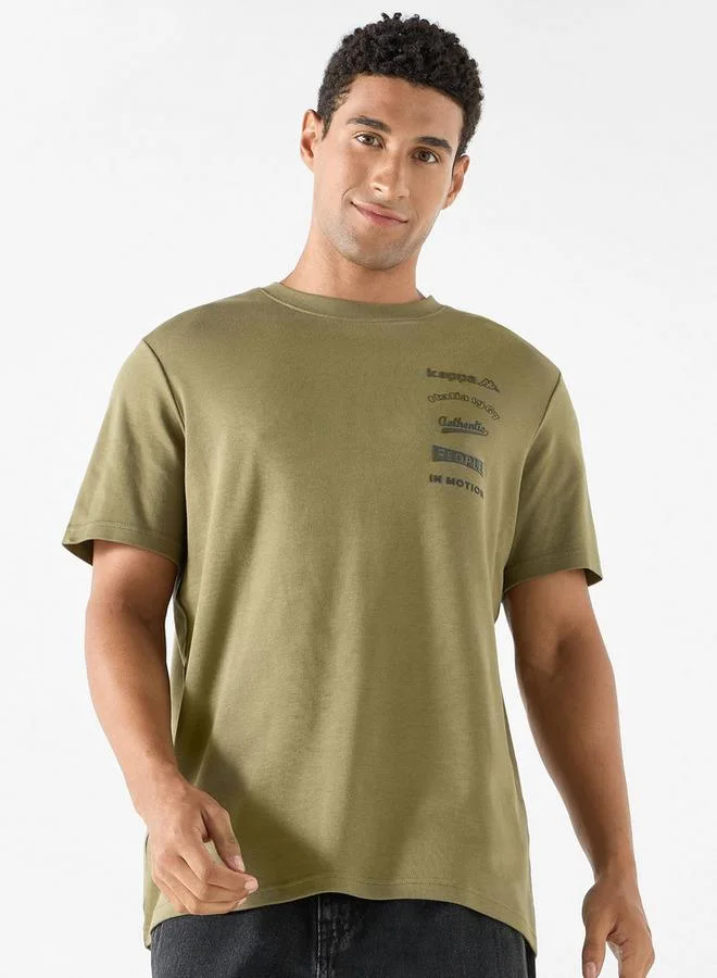 Kappa Logo Print Crew Neck T-shirt with Short Sleeves
