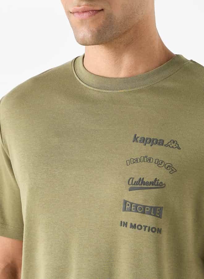 Kappa Logo Print Crew Neck T-shirt with Short Sleeves - Image 4