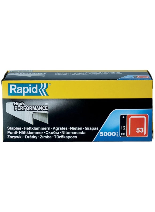 Rapid No.53 Staples 12mm (53/12) 5000pcs Galvanised Steel – 11859610 - Image 1