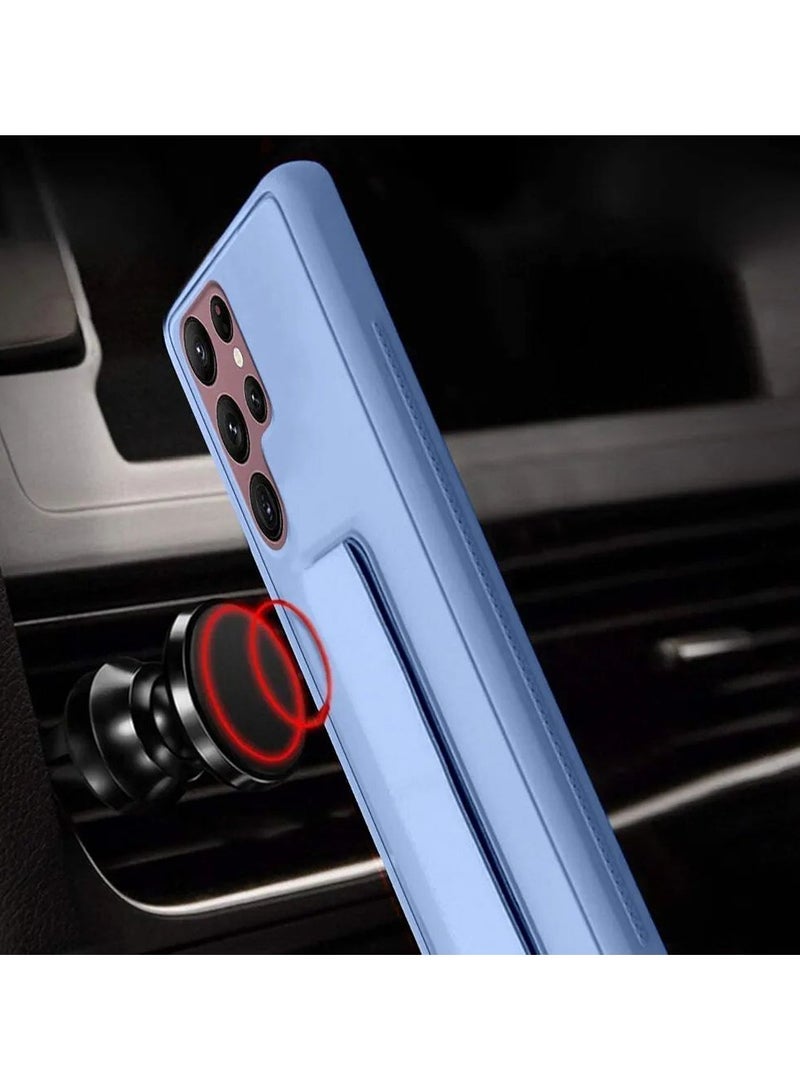 Denx Magnetic Case for Samsung Galaxy S23 Ultra, Back Stand Case Magnetic Car Holder, Premium Silicone Horizontal & Vertical Kickstand, with Multi Stand for Samsung Galaxy S23 Ultra (Light Blue) - Image 4