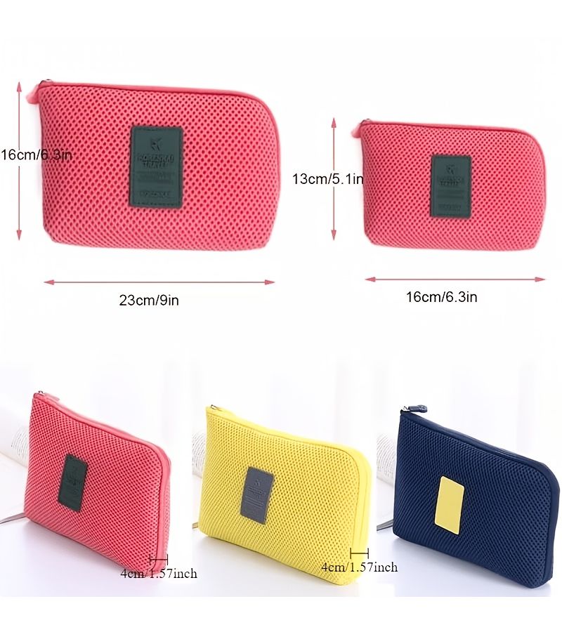 Dark Blue Portable Electronics Organizer Bag 9 06 Inch 6 3 Inch For USB Cables Headphones Pens And Digital Gadgets - Image 3