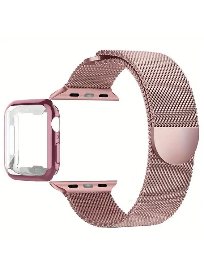 سوار ساعة ميلان المغناطيسي الوردي لساعة آي ووتش 40 ملم السلسلة 4 و 5 و 6 و SE - Image 1