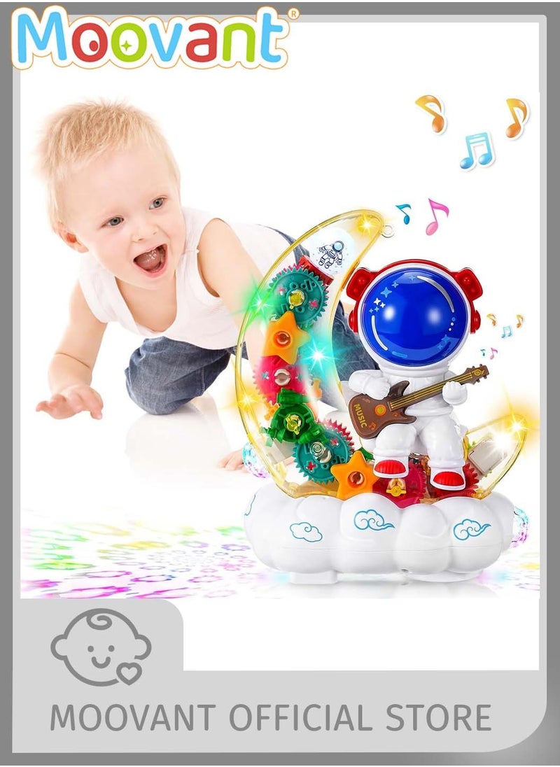 Moovant Electric Toys with Lights and Music, Electric Transparent Rotating Gear Astronaut Light-Up Toy, Early Education Crawling Toy for Toddlers  - Image 1