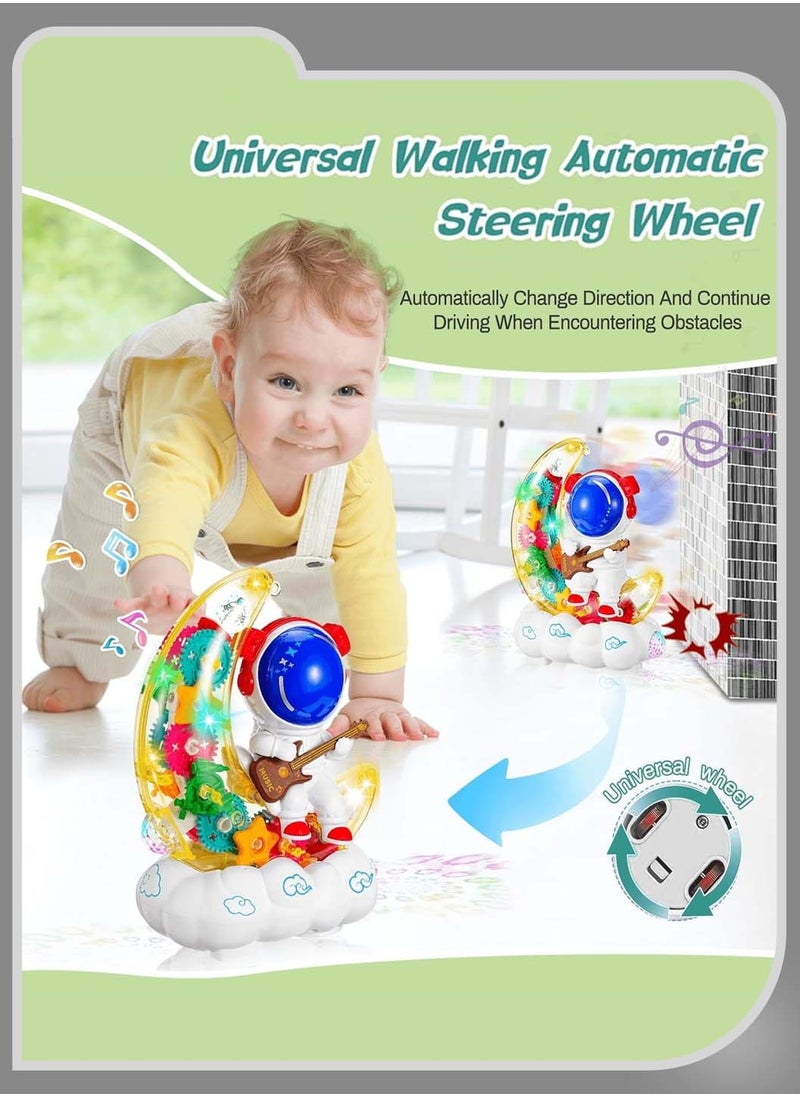 Moovant Electric Toys with Lights and Music, Electric Transparent Rotating Gear Astronaut Light-Up Toy, Early Education Crawling Toy for Toddlers  - Image 4