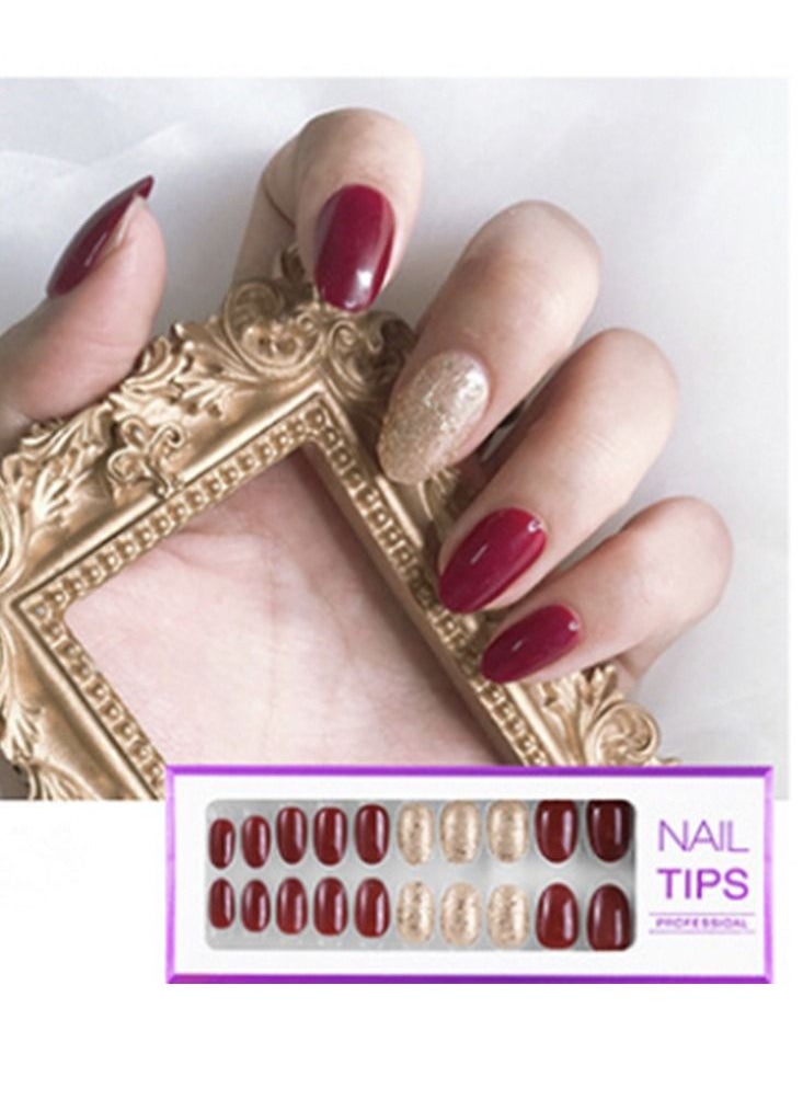 BLOOMING TIME Fake Nails Art Tips Press on False with Designs Set Full Cover Artificial  - Image 1